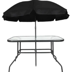 TABLE JARDIN RECTANGULAIRE 4 CHAISES ET PARASOL