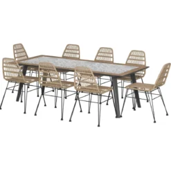 TABLE LAMBADA FIXE CERAMIQUE GRAPHITE 8 PLACES