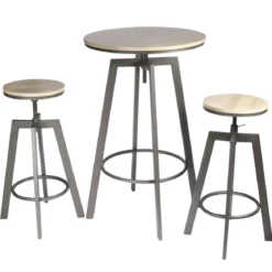 TABLE MANGE DEBOUT 2 TABOURETS REGLABLES ARIA