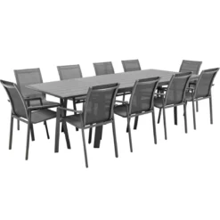 TABLE PAVANE EXTENSIBLE ALUMINIUM GRAPHITE 10 PLACES