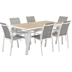 TABLE PAVANE EXTENSIBLE ALUMINIUM LIN BLANC 10 PLACES