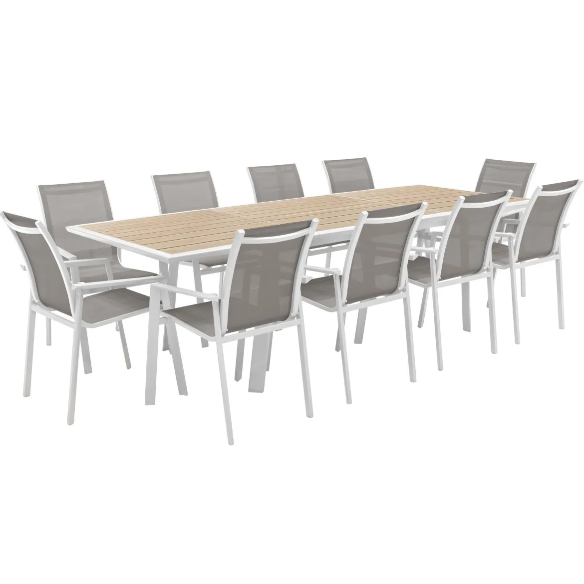 TABLE PAVANE EXTENSIBLE ALUMINIUM LIN BLANC 10 PLACES