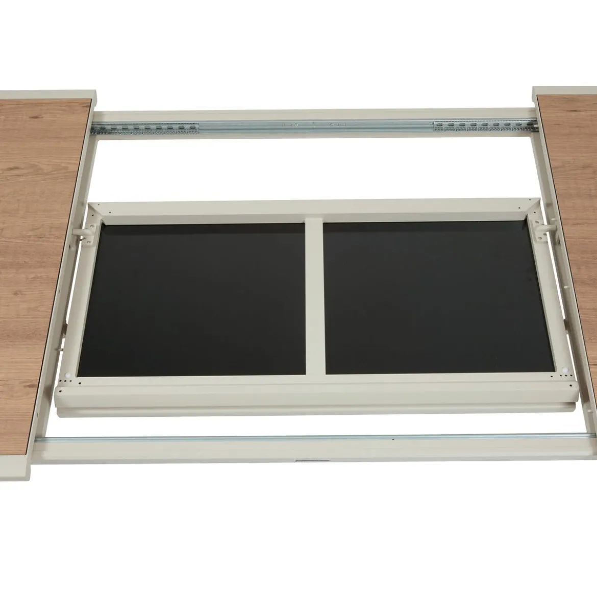 TABLE PAVANE EXTENSIBLE VERRE IMPRIME ARGILE 10 PLACES
