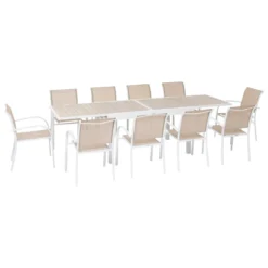 TABLE PIAZZA EXTENSIBLE ALUMINIUM LIN BLANC 10 PLACES