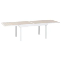 TABLE PIAZZA EXTENSIBLE ALUMINIUM LIN BLANC 10 PLACES