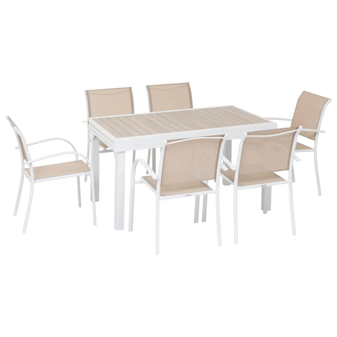 TABLE PIAZZA EXTENSIBLE ALUMINIUM LIN BLANC 10 PLACES