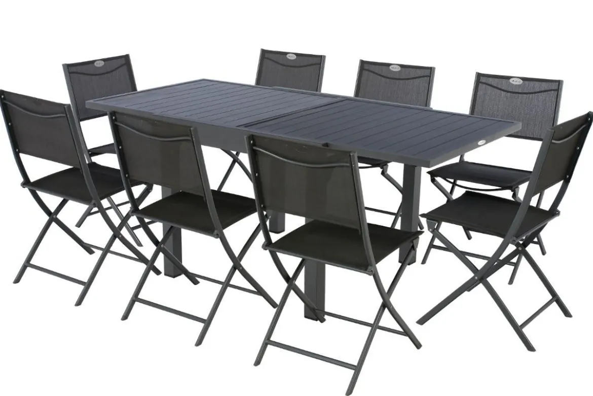 TABLE PIAZZA EXTENSIBLE ALUMINIUM GRAPHITE 8 PLACES