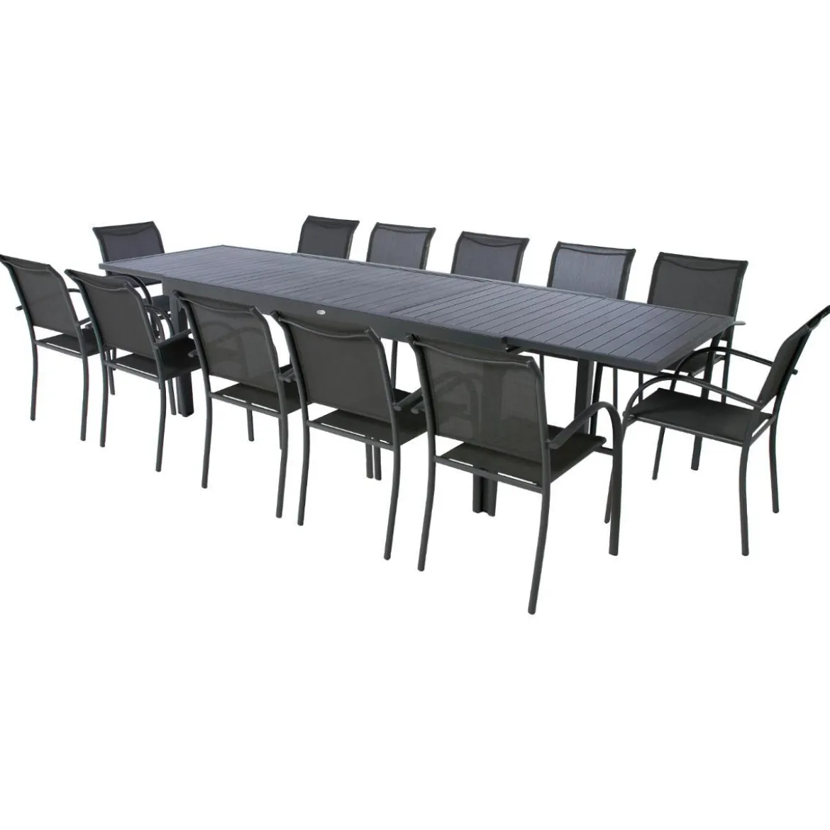 TABLE PIAZZA EXTENSIBLE ALUMINIUM GRAPHITE 12 PLACES