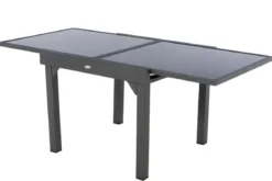 TABLE PIAZZA EXTENSIBLE VERRE GRAPHITE 8 PLACES