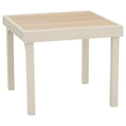 TABLE PIAZZA EXTENSIBLE VERRE IMPRIME ARGILE 8 PLACES