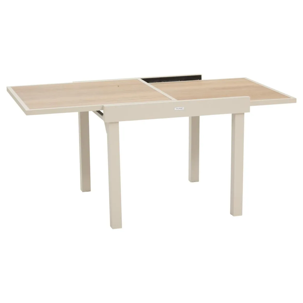 TABLE PIAZZA EXTENSIBLE VERRE IMPRIME ARGILE 8 PLACES