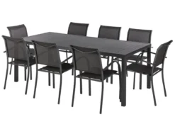 TABLE PIAZZA FIXE RECTANGLE ALUMINIUM GRAPHITE 8 PLACES