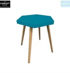 TABLE PLATEAU HEXAGONALE BLEUE M1