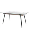 TABLE RECTANGLE PLATEAU VERRE BOIS FONCED.160X80X75