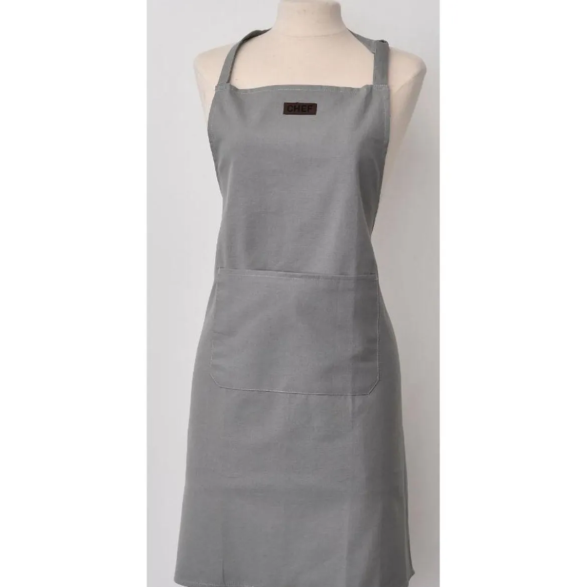 TABLIER DE CUISINE CHEF 65X80CM COTON GRIS CLAIR