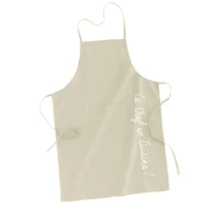 TABLIER ET POCHE 60X84CM COTON UNI BRODE CUISTOT LIN