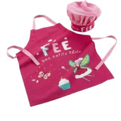TABLIER ET TOQUE 50X60 CM 24 CM COTON IMPRIME MINI FEE