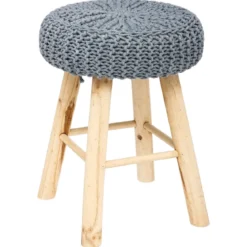 TABOURET APPOINT COTON SUZETTE GRIS FONCE