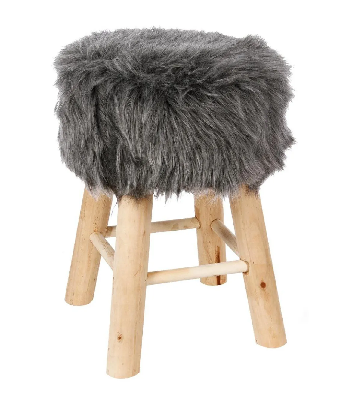 TABOURET APPOINT FOURRURE OSLO GRIS