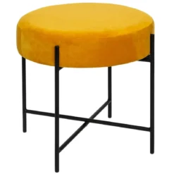 TABOURET APPOINT VELOURS ARTY OCRE