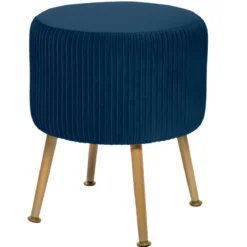 TABOURET APPOINT VELOURS SOLARO BLEU