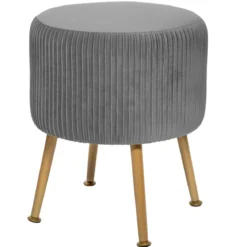 TABOURET APPOINT VELOURS SOLARO GRIS