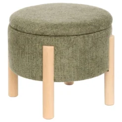 TABOURET COFFRE CHENILLE ELKI KAKI