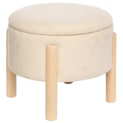 TABOURET COFFRE CHENILLE ELKI BLANC