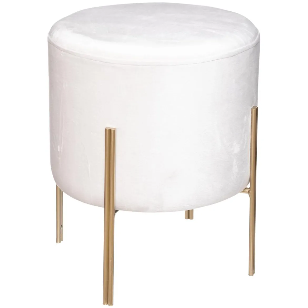 TABOURET D APPOINT LIVING VELOURS IVOIRE
