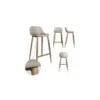 TABOURET DE BAR TISSU BEIGE PIEDS METAL M4