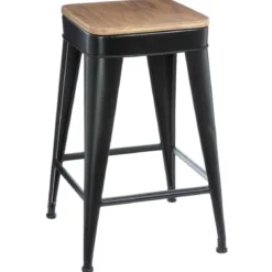 TABOURET METAL JORIS NOIR D.38X39.9CM