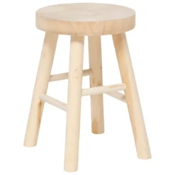 TABOURET NYAR PAULOWNIA BEIGE D.28X41CM