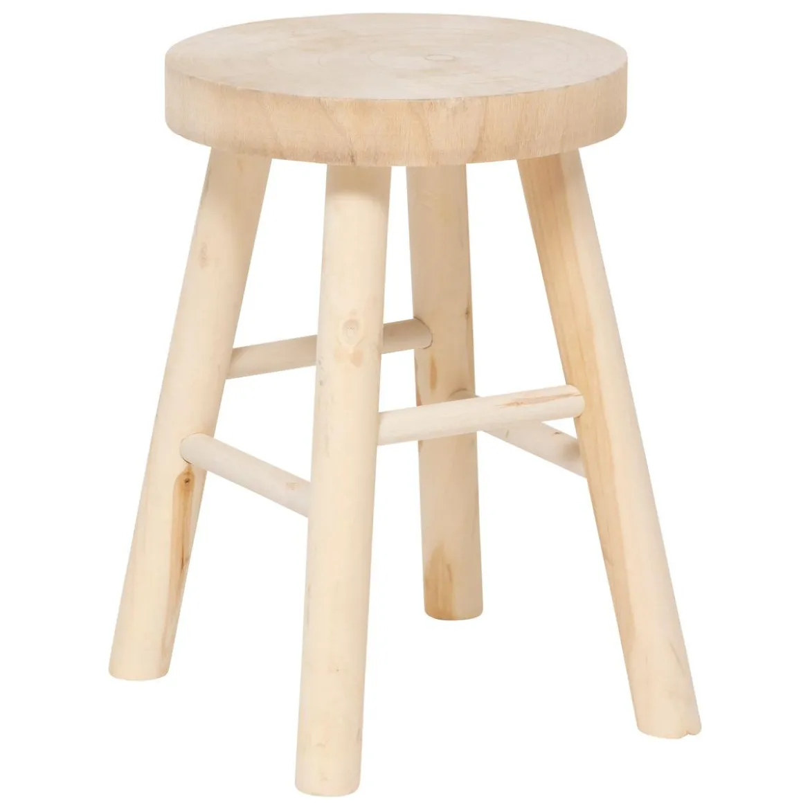 TABOURET NYAR PAULOWNIA BEIGE D.28X41CM