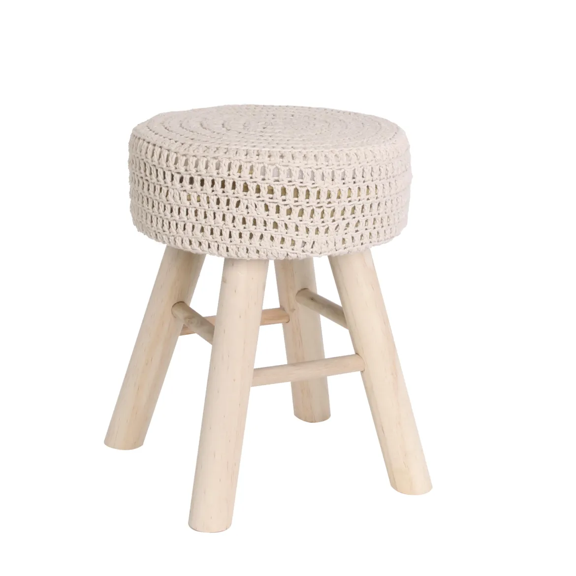 TABOURET TRESSE ROND MAILLE BEIGE D.44.5CM