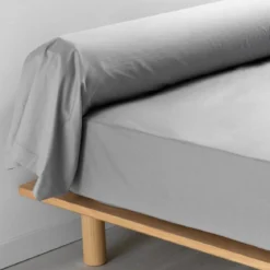 TAIE DE TRAVERSIN 85 X 185 CM PERCALE UNI 78 FILS GRIS