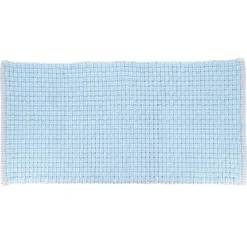 TAPIS ASUNCION ASPECT MAILLE 45X90CM BLEU CLAIR