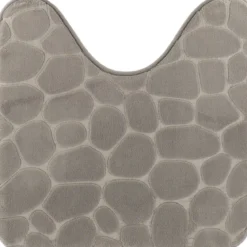 TAPIS CONTOUR WC MEMOIRE DE FORME GALET 45X50CM GRIS CLAIR