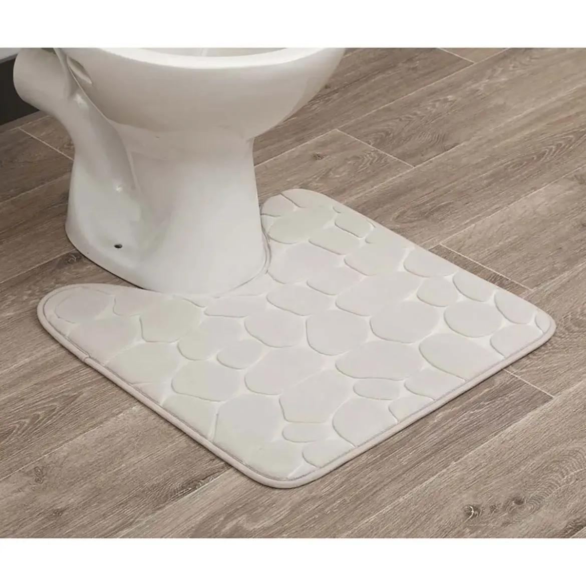 TAPIS CONTOUR WC MEMOIRE DE FORME GALET 50X50CM NATUREL