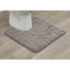 TAPIS CONTOUR WC MEMOIRE DE FORME GALET 45X50CM TAUPE