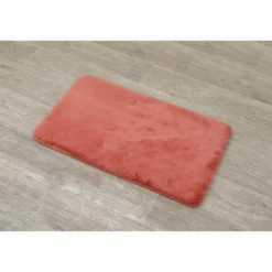 TAPIS EXTRA DOUX 45X75CM POILS MI LONGS CORAIL