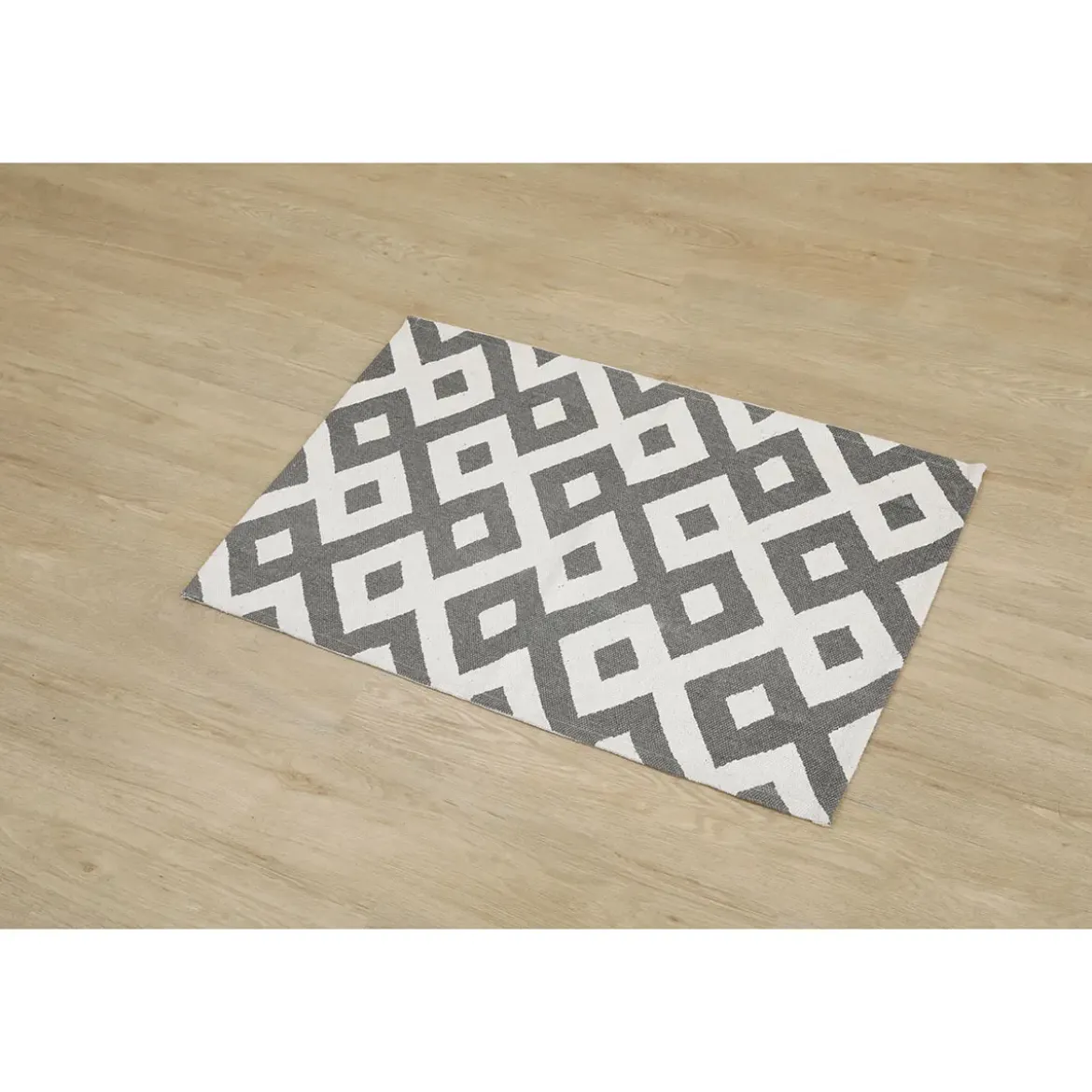 TAPIS GROS LOSANGES 60X90CM BLANC GRIS