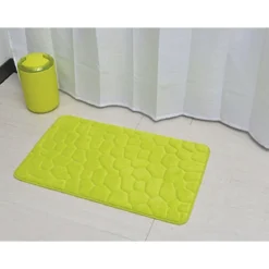 TAPIS MEMOIRE DE FORME MICROFIBRE GALET 50X80 CM VERT ANIS