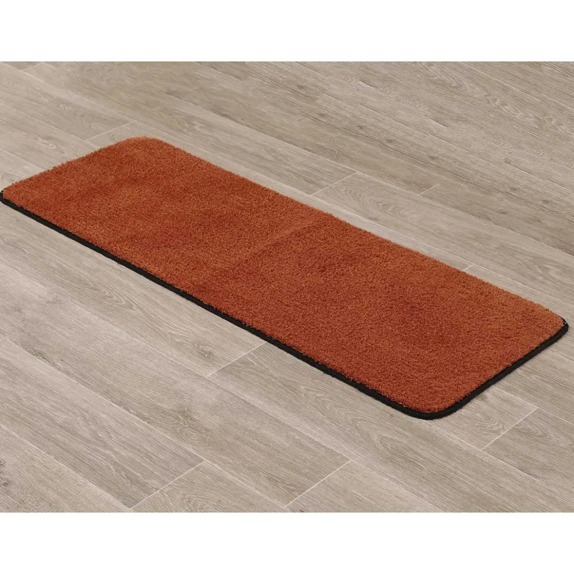 TAPIS MICROFIBRE DOUBLE VASQUE 45X120CM TERRE DE SIENNE