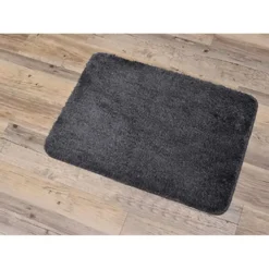 TAPIS MICROFIBRE DOUX DESSOUS LATEX 50X70CM GRIS FONCE