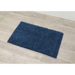 TAPIS MICROFIBRE PETITE CHENILLE 50X80CM BLEU PAON