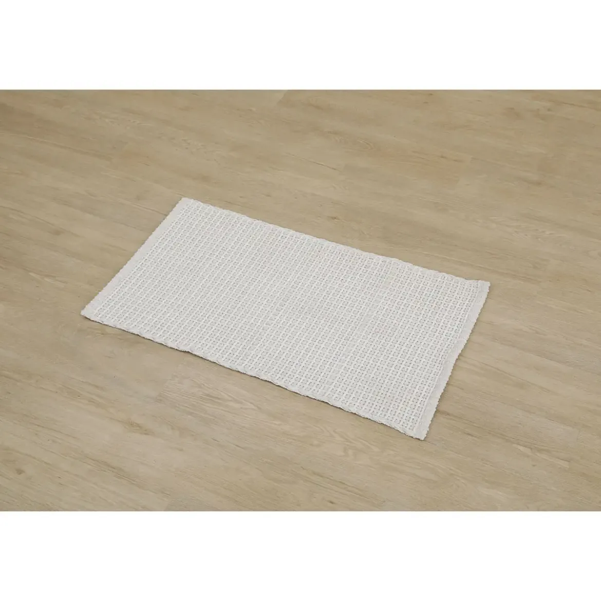 TAPIS MIMETISME POLYESTER COTON TRESSE 50X90CM BLANC