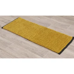 TAPIS POLYESTER COTON BICOLORE 45X120CM OCRE NOIR