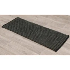 TAPIS POLYESTER COTON BICOLORE 45X120CM KAKI NOIR