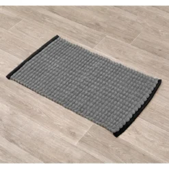 TAPIS POLYESTER COTON BICOLORE 45X75CM GRIS NOIR