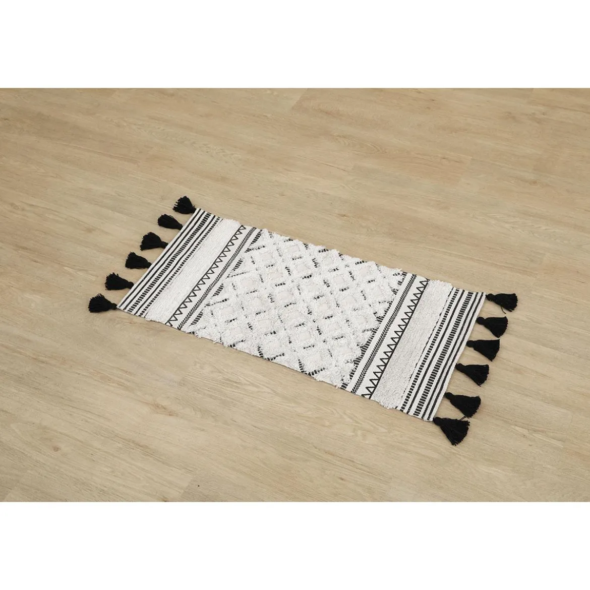 TAPIS AGADIR 45X90CM NOIR BLANC